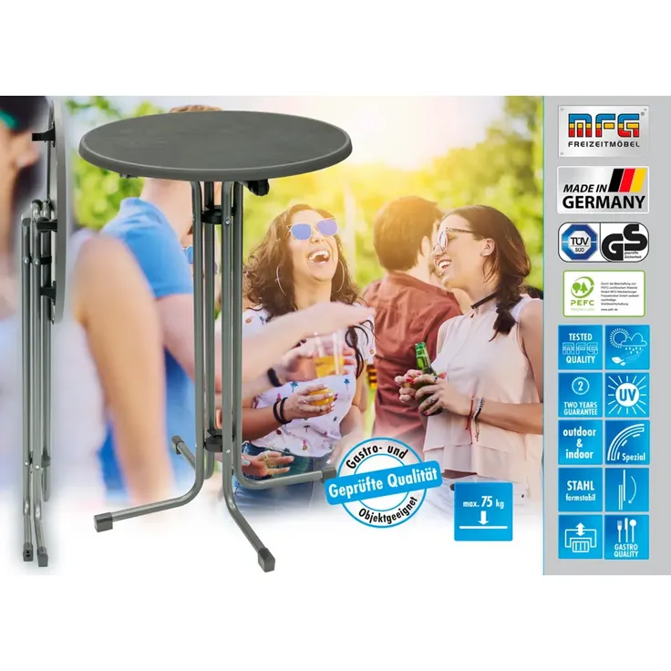 MFG Stehtisch klappbar mit wetterfester Melamin-Platte, MDF/Stahlrohr anthrazit, 110 x 80 cm – Bild 8