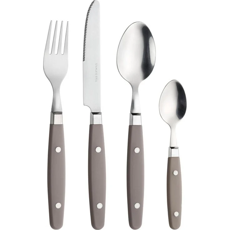 PINTINOX Besteck-Set Country (24-tlg), 6 Personen, Edelstahl 18/0, Kunststoff, Kunststoffgriff in Holzoptik, spülmaschinengeeignet – Bild 1