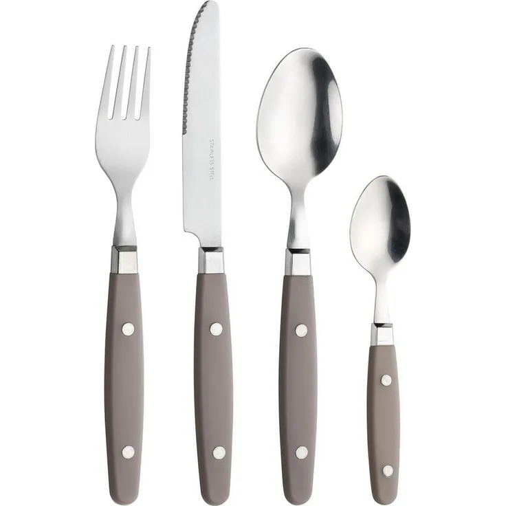 PINTINOX Besteck-Set Country (24-tlg), 6 Personen, Edelstahl 18/0, Kunststoff, Kunststoffgriff in Holzoptik, spülmaschinengeeignet