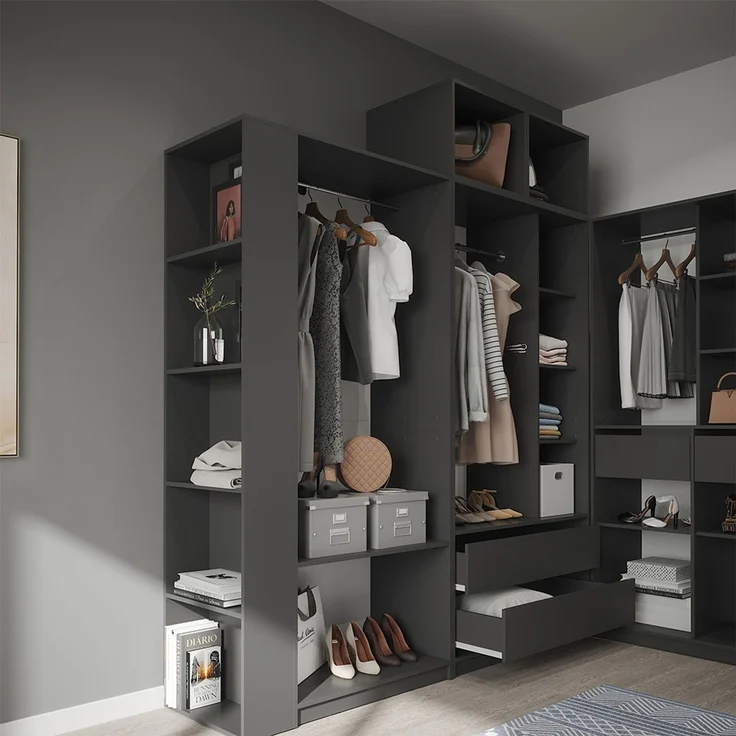 Kleiderschrank Elmo Anthrazit 100 x 200 cm 3er Set Vicco – Bild 5