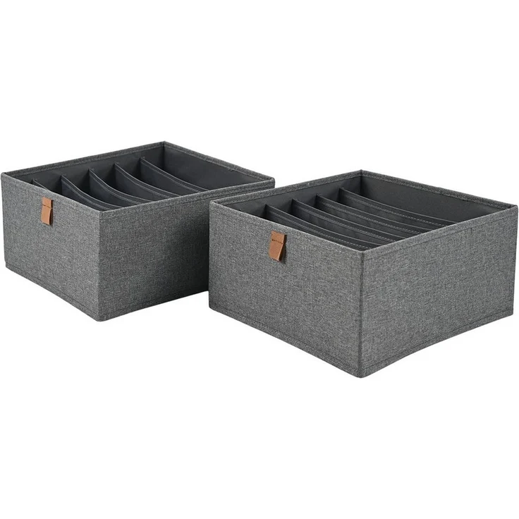 hausleben Organizer Box 2er Set – 6 Fächer je Box, Faltbare Aufbewahrungsbox aus Stoff 30x30x15cm – Bild 4