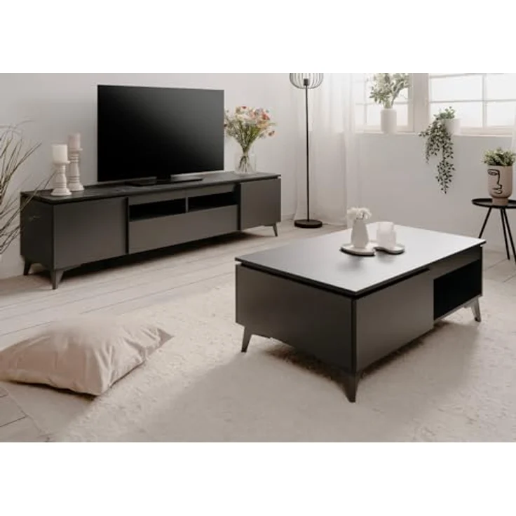 Sideboard Visby in grau und Schiefer 177 x 92 cm – Bild 11