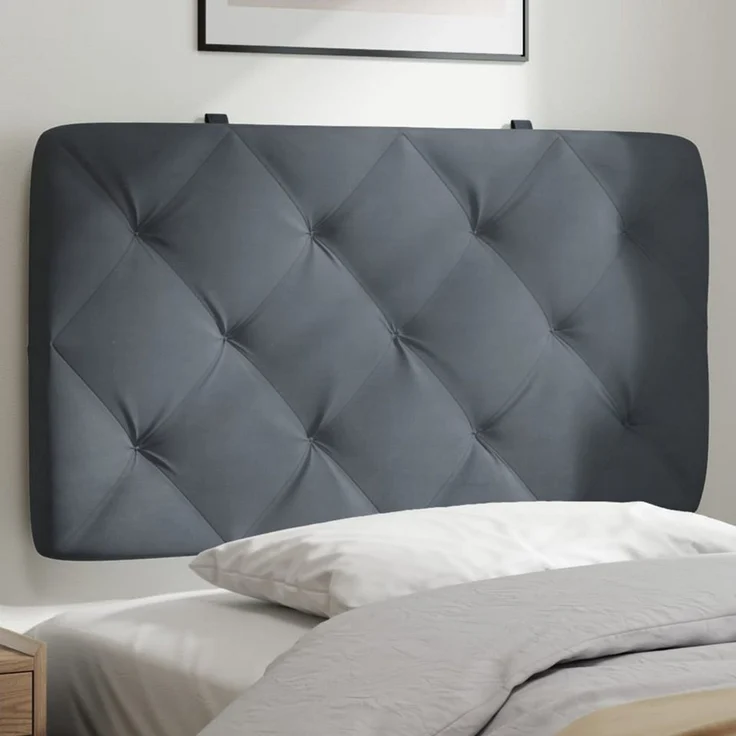 vidaXL Bett Kopfteil-Kissen Dunkelgrau 90 cm Samt (1-tlg) – Bild 2