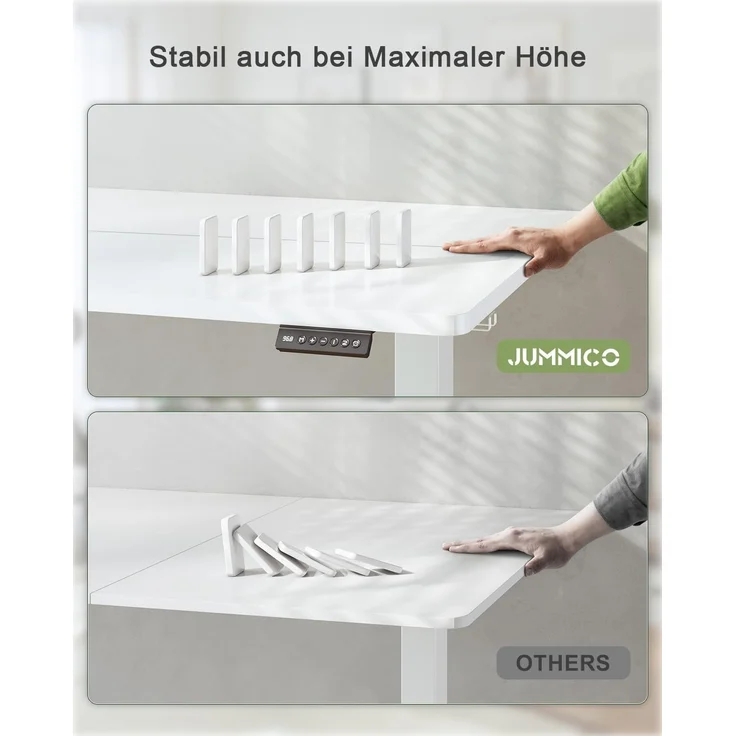 JUMMICO Höhenverstellbarer Schreibtisch mit USB-Ladeanschluss 100x60 cm, Schreibtisch Höhenverstellbar Elektrisch, Steh-Sitz Tisch Stehpult Verstellbarer Computertisch,Standing Desk,Weiß – Bild 7
