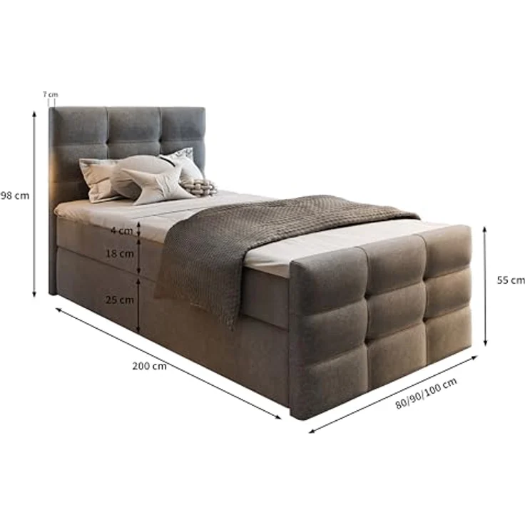 Masseno Boxbett AMON 100x200 cm mit Bonell Matratze und Topper – Bild 4