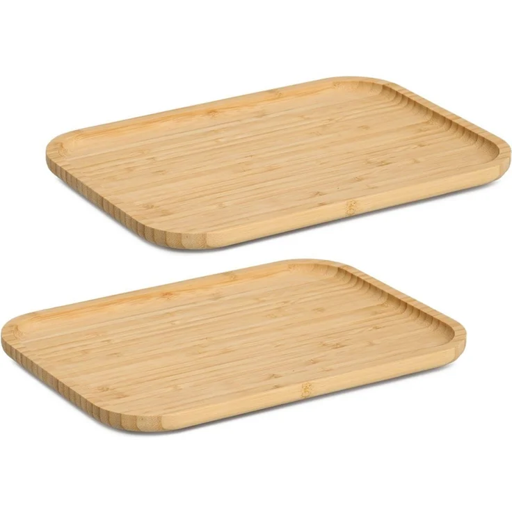 Zeller Present Servierbrett Serviertablett, Bambus, 100% FSC, 2-tlg, Bambus, (Set, 2-St), pflegeleicht, flexibel, handlich – Bild 2