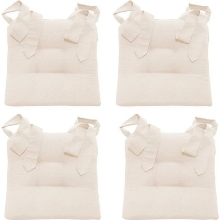 MAGMA Stuhlkissen Sitzkissen FINO Schleifenband Auflage - ca. 42cm x 46cm x 7cm - 4er Set elfenbein – Bild 4