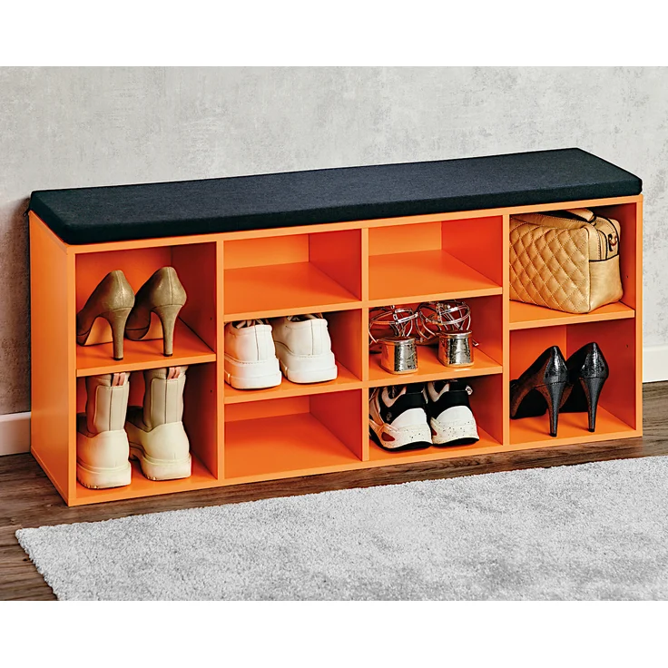 KESPER Schuhschrank / Sitzbank 15985-13 in orange mit Sitzkissen / Flurregal – Bild 6
