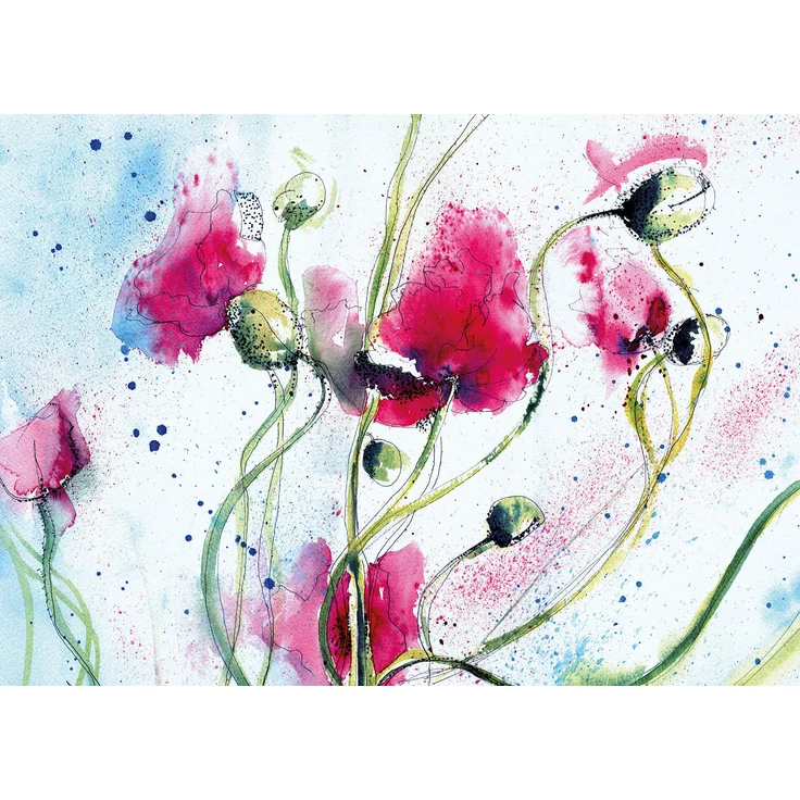 Kunst Leinwandbild Blumen Weiß Rosa 70x50 DD123083 Wandbild Leinwand Floral – Bild 1