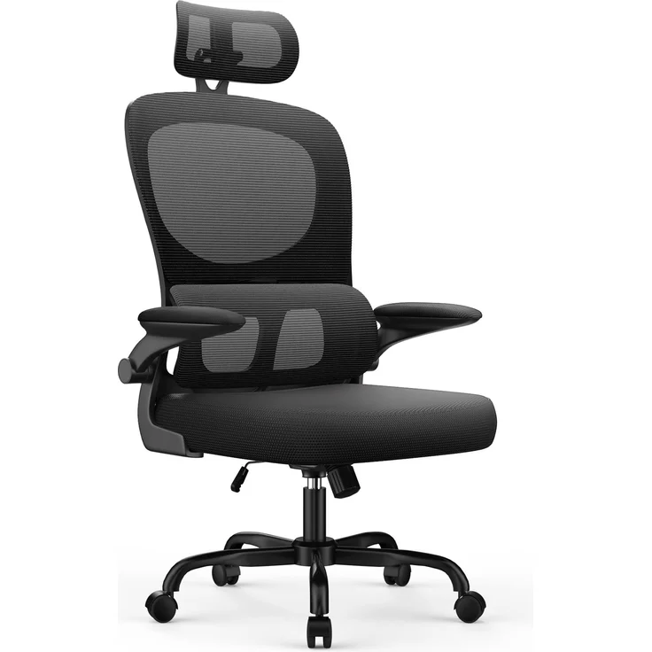 Botifly Ergonomischer Bürostuhl, Mesh-Gewebe, Schwarz, 90°-120° Wippfunktion, 10 cm Höhenverstellbar – Bild 1