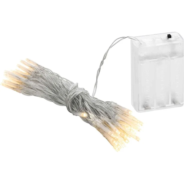 50er Lichterkette LED Batteriebtrieben Dekolicht Weihnachtslichterkette warmweiß