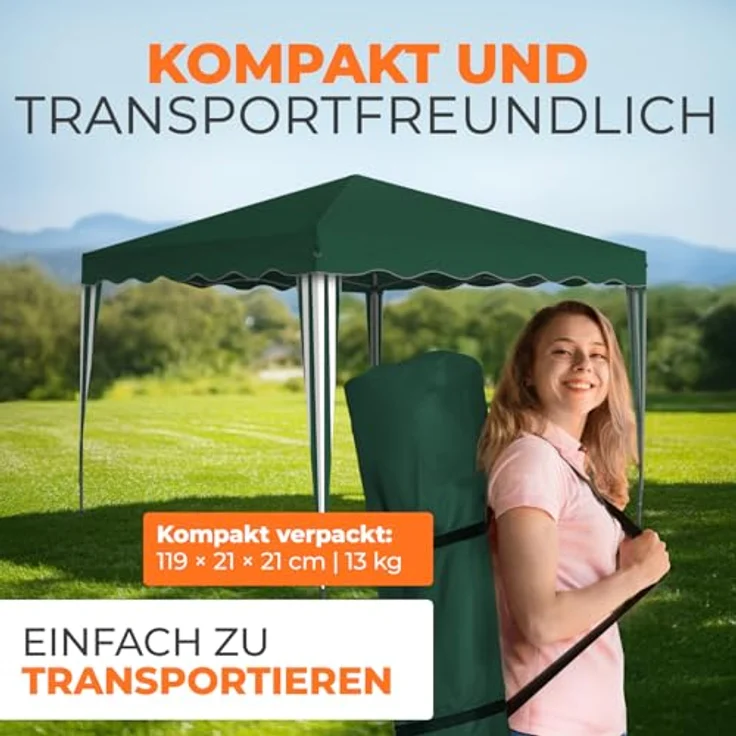 Faltpavillon 3x3 m - wasserdicht - ohne Seitenteile, grün – Bild 7