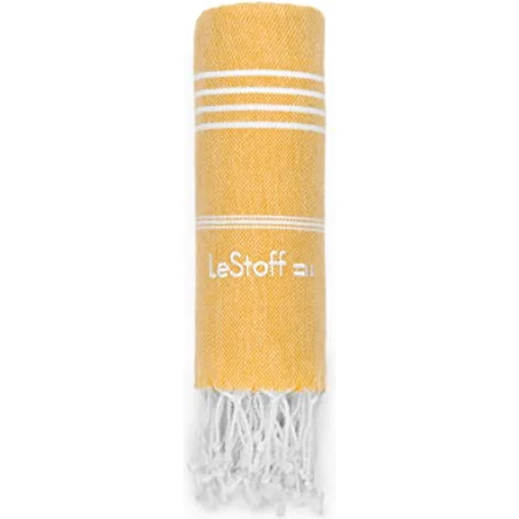 LeStoff Premium Hamamtuch - Vielseitig, Saugstark & Schnelltrocknend - 100% Bio-Baumwolle - Strand, Bade, Dusch, Yoga, Spa & Reise-Tuch (200x200 cm Yellow) – Bild 2