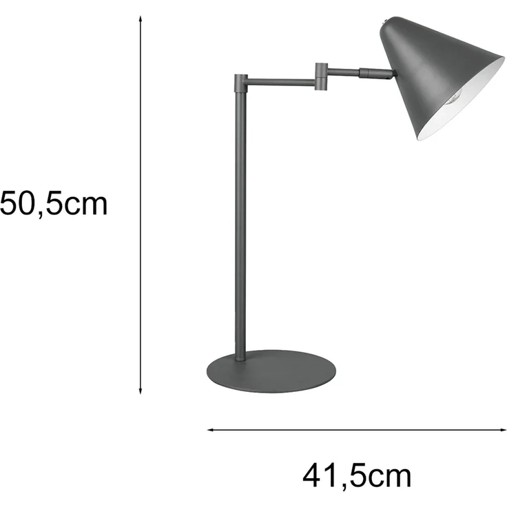 Retro LED Schreibtischleuchte mit Schwenkarm aus Metall Anthrazit, Höhe 50,5cm – Bild 3