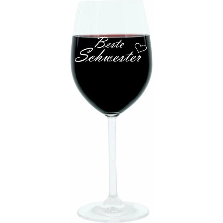 Leonardo Weinglas 400 ml, Beste Schwester, Geschenk Stimmungsglas mit lustiger Gravur, Moodglas, 22 cm