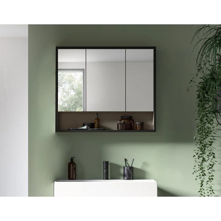 Spiegelschrank (B/H/T: 80x68x19 cm) in Kaschmir Nachbildung – Bild 7
