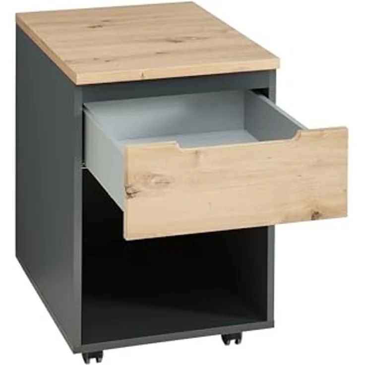 Rollcontainer >Memphis< in Artisan Eiche Dekor / Graphit - 45x66x55 (BxHxT) – Bild 3