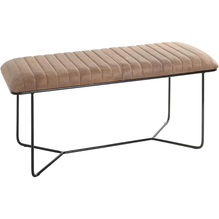 HAKU Möbel Bank, Echt Leder, schwarz-braun, B 100 x T 38 x H 48 cm