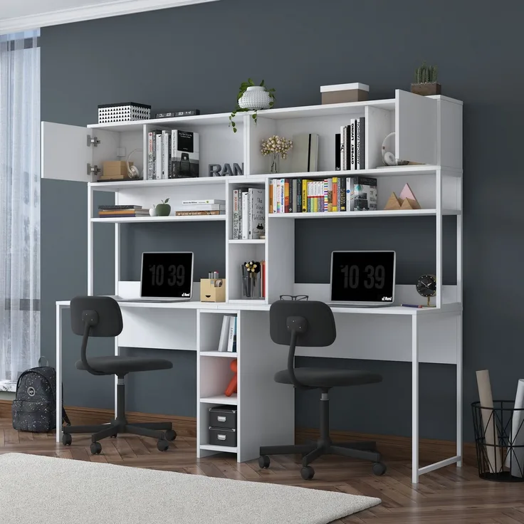 Skye Decor 'HA129 - 4121' Schreibtisch, Weiß, 210 x 170,5 x 50 cm