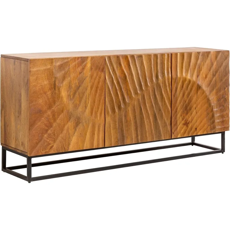 riess-ambiente Sideboard SCORPION 140cm braun, Massivholz · Metall · Kommode · 3D Schnitzereien · Wohnzimmer