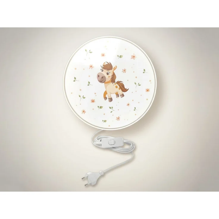 Kinderzimmer Wandlampe Pony Ø 25cm mit Schalter, Kabel, Stecker & E14 LED – Bild 6