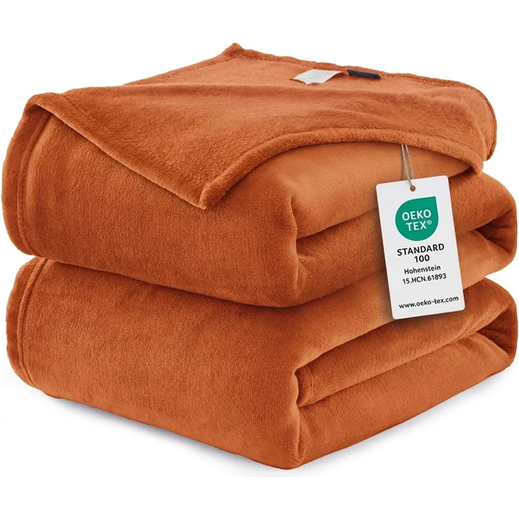 WAVVE Kuscheldecke Flauschig Decke Fleecedecke - Sofadecke Orange 220x240 cm Wohndecke Couchdecke Weich, XXL Groß Decke Sofa Leicht