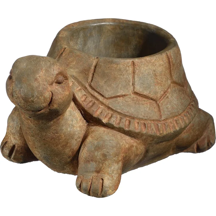 Classic Home and Garden Cement Buddies Pflanzgefäß Schildkröte, für Innen- und Außenbereich, mit Ablaufloch, Rostbraun, klein, ca. 15,2 cm