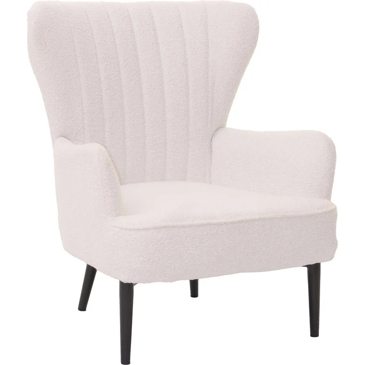 Lounge-Sessel HWC-K37, Cocktail-/Ohrensessel Polsterstuhl Retro Vintage Stoff Bouclé (600g/m²) ~ weiß – Bild 9