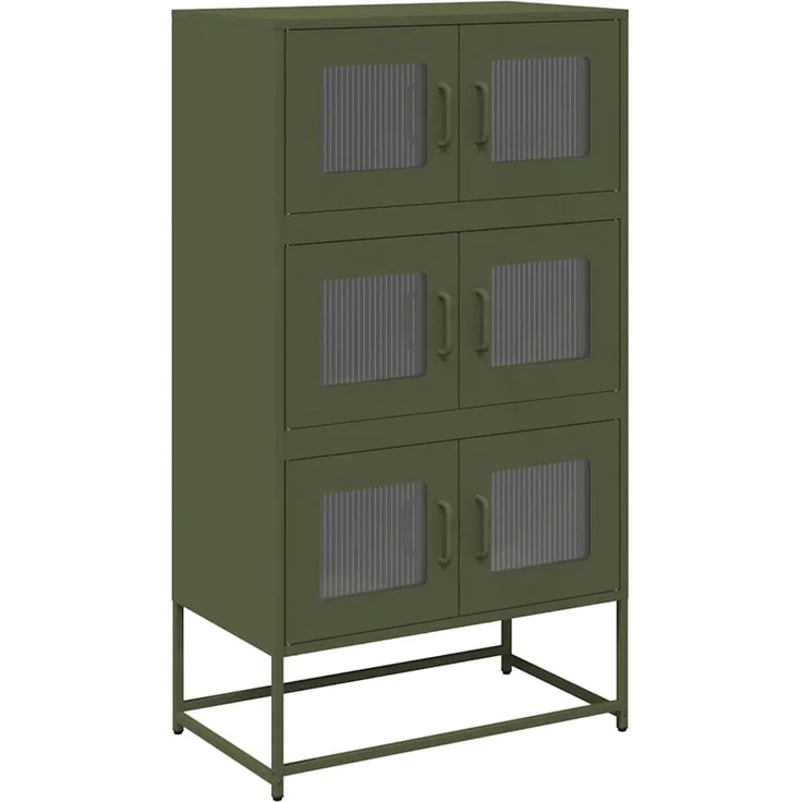 Highboard, BuffetSchrank, Büroschrank Olivgrün 68 x 39 x 123 cm Stahl – Bild 2
