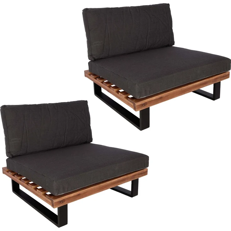 2er-Set Lounge-Sessel HWC-H54, Garten-Sessel, Spun Poly Akazie Holz FSC-zertifiziert Alu ~ braun, Polster dunkelgrau – Bild 9
