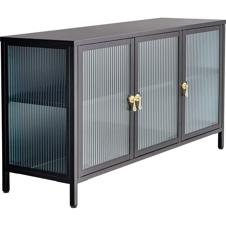 riess-ambiente Sideboard AMSTERDAM 105cm schwarz / transparent / gold (Einzelartikel, 1 St), Wohnzimmer · Sicherheitsglas · Metall · Kommode · Modern Design