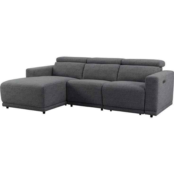 OTTO home Ecksofa LEOON L-Form, 255 cm - elektr. Relaxfunktion, mit USB A/C-Anschluss. Federkern, verstellbaren Kopfstützen, Webstoff – Bild 3