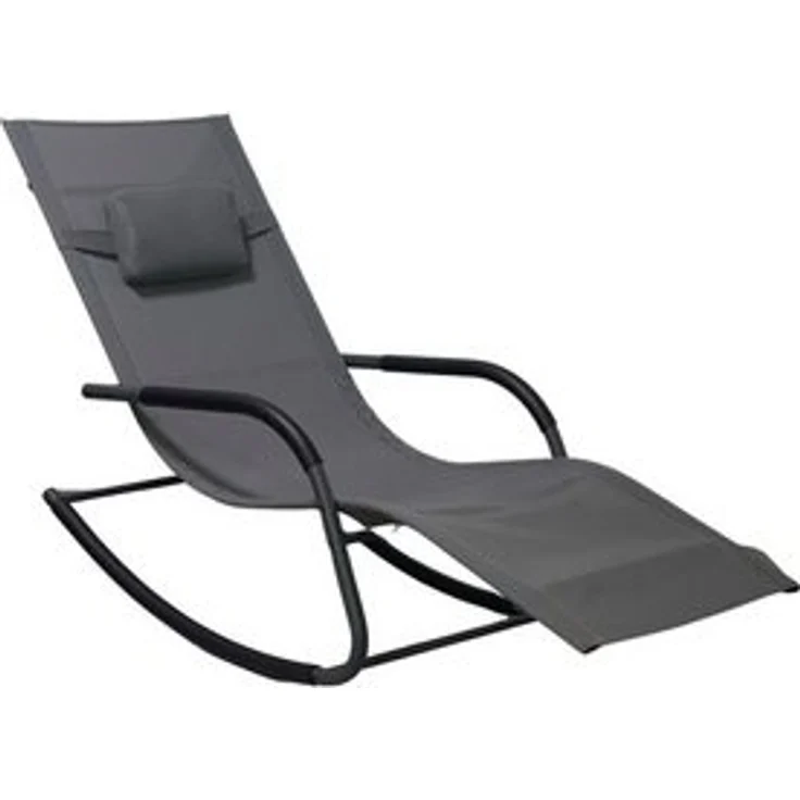 Spetebo Gartenliege Garten Schaukel Liege mit Kopfkissen 147 x 63 cm, Stück, 1 St, Liege, anthrazit - Wetterfeste Relax Sonnenliege – Bild 5