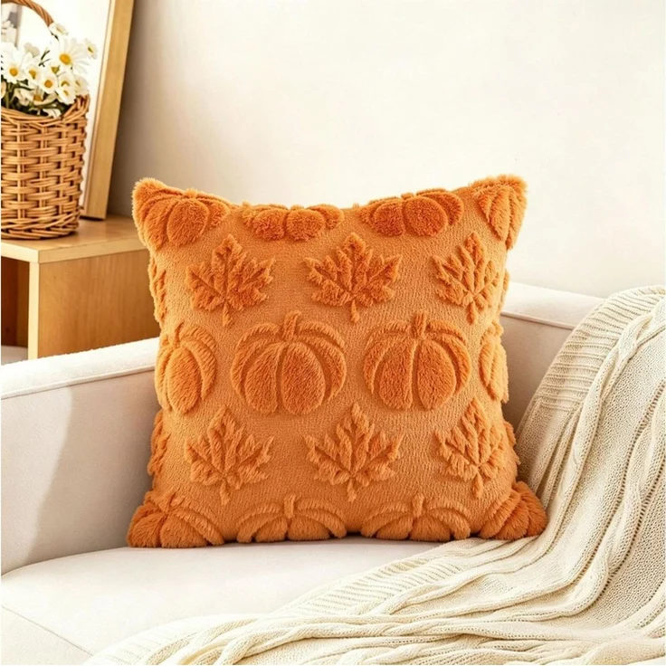 FOUORTUNATE-BEE Kissenbezug Herbstliche Kissenhüllen mit Ahornblatt & Kürbis, 2er Set, 45×45 cm, (2 Stück), 2er Set Herbst-Kissenbezüge, weich, 45×45 cm, für Sofa & Wohnzimmer – Bild 1