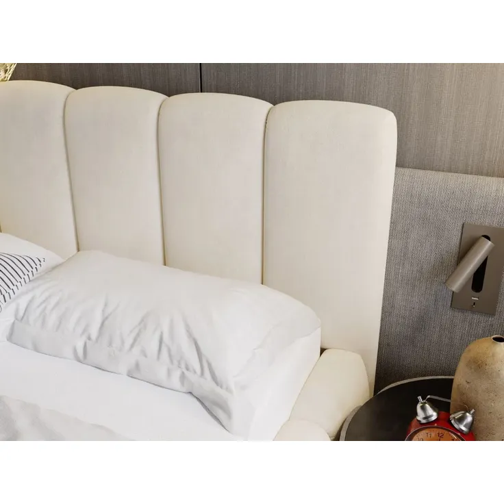 GRAINGOLD Cloud Bett 160x200, Polsterbett mit Bettkasten, Velvet-Stoff, mit Kopfteil, Beige – Bild 6