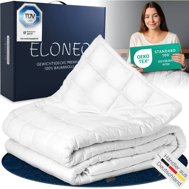 ELONEO Gewichtsdecke, Entspannungsdecke & Anti-Stress Therapiedecke, 155x220cm, 7 kg