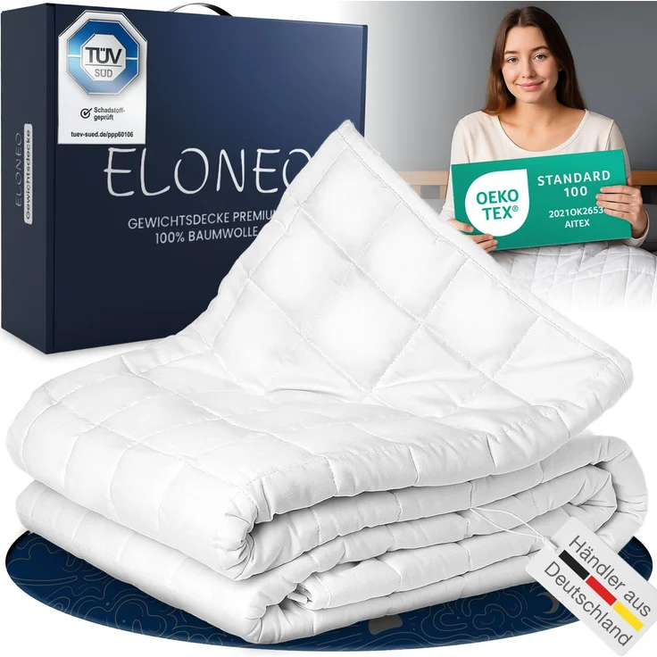 ELONEO Gewichtsdecke, Entspannungsdecke & Anti-Stress Therapiedecke, 155x220cm, 7 kg – Bild 1