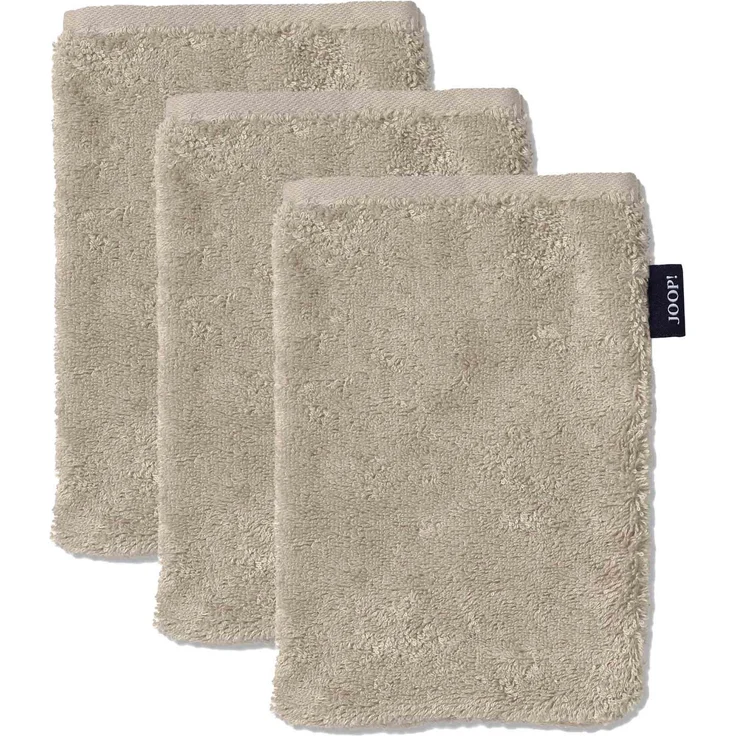 JOOP! Waschlappen, 3er Pack - Waschhandschuh, Doubleface, Walkfrottier Beige 16x22cm – Bild 1