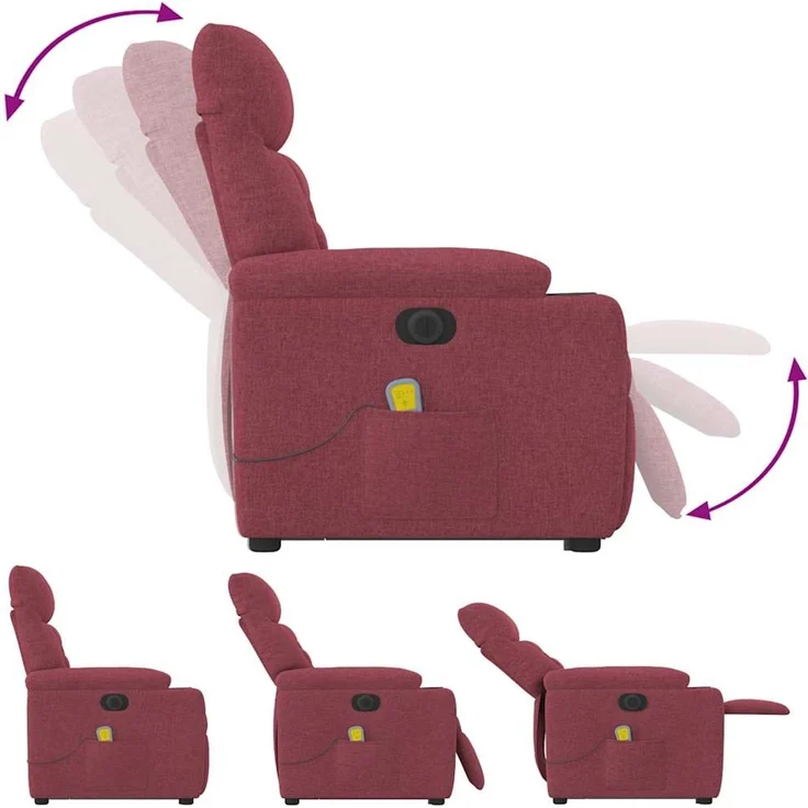 vidaXL Elektrischer Massagesessel mit Aufstehhilfe Weinrot Stoff 3303065 – Bild 8