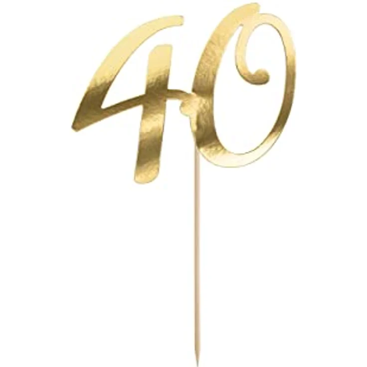 partydeco Tortenstecker, Cake Topper "40" gold 20,5cm – Bild 1