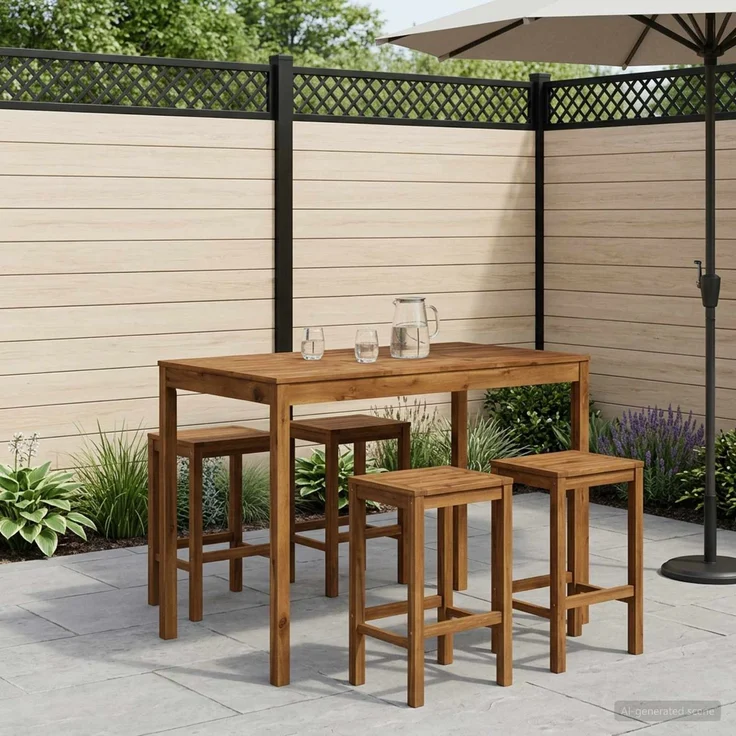 vidaXL Gartenbar-Tisch LAREN Natur 147 x 88,5 x 105 cm 901261 – Bild 1