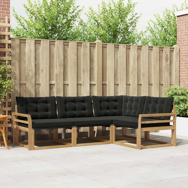 vidaXL Outdoor-Sofagarnitur 4 stk. Weiß und Schwarz 3388638 – Bild 1