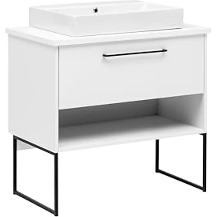 Schildmeyer Limone Waschtisch, Holzwerkstoff, weiß matt, 85,2 x 88,8 x 50 cm – Bild 1