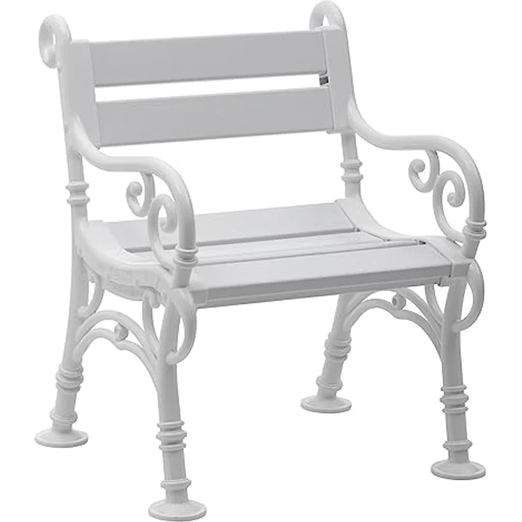 PROREGAL Gartenbank Curacao 1 Sitzer, Weiße Parkbank aus witterungsbeständigem Kunststoff, HxBxT 85 x 68 x 60 cm, belastbar bis 250 kg – Bild 1