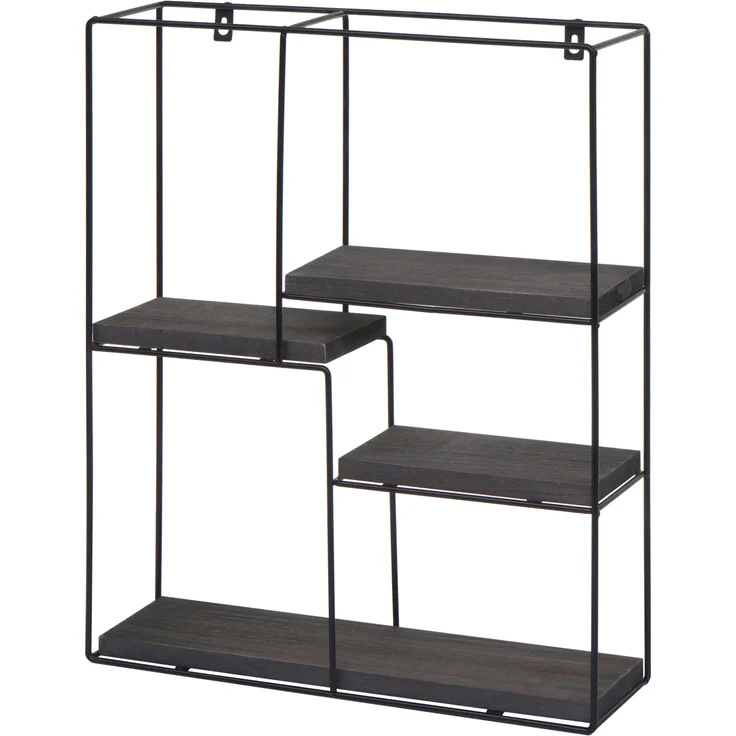 MCW Wandregal K76, Wandregal im Industriedesign, 4 Regalböden, Dunkelgrau, 51x40x11 cm