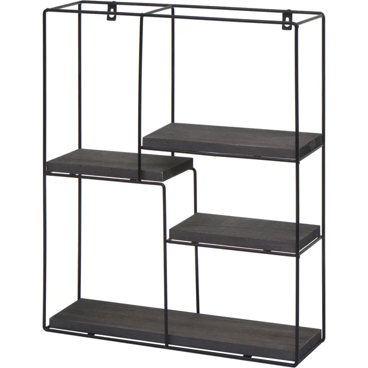 MCW Wandregal K76, Wandregal im Industriedesign, 4 Regalböden, Dunkelgrau, 51x40x11 cm
