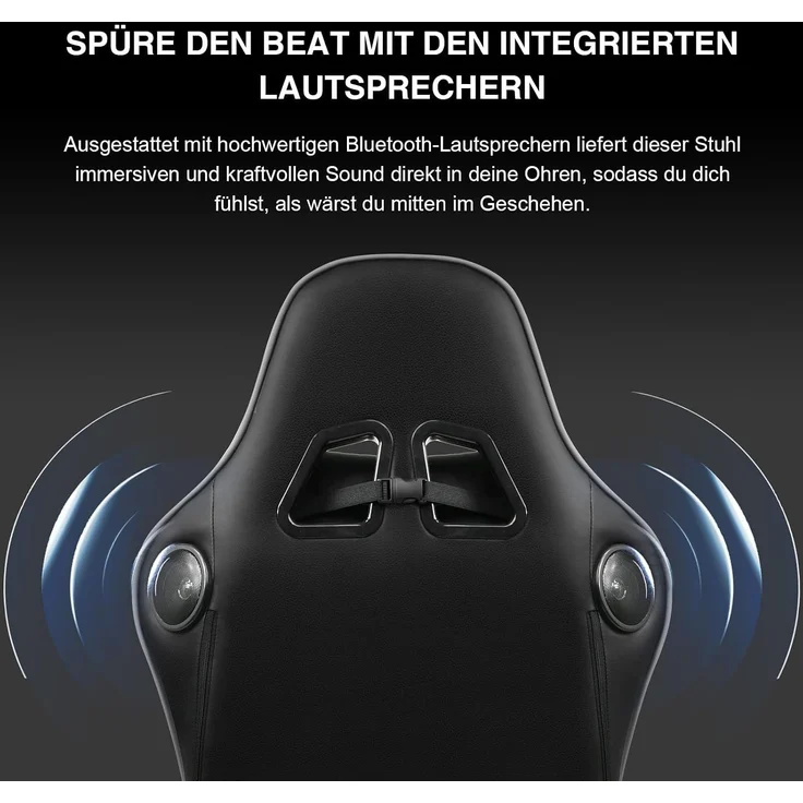 GTPLAYER Gaming Stuhl Gamer Stuhl mit Fußstütze Bluetooth Lautsprecher Ergonomischer Bürostuhl Computerstuhl Schreibtischstuhl PC Stuhl mit verstellbare Rückenlehne 200 kg Belastbarkeit grau – Bild 5