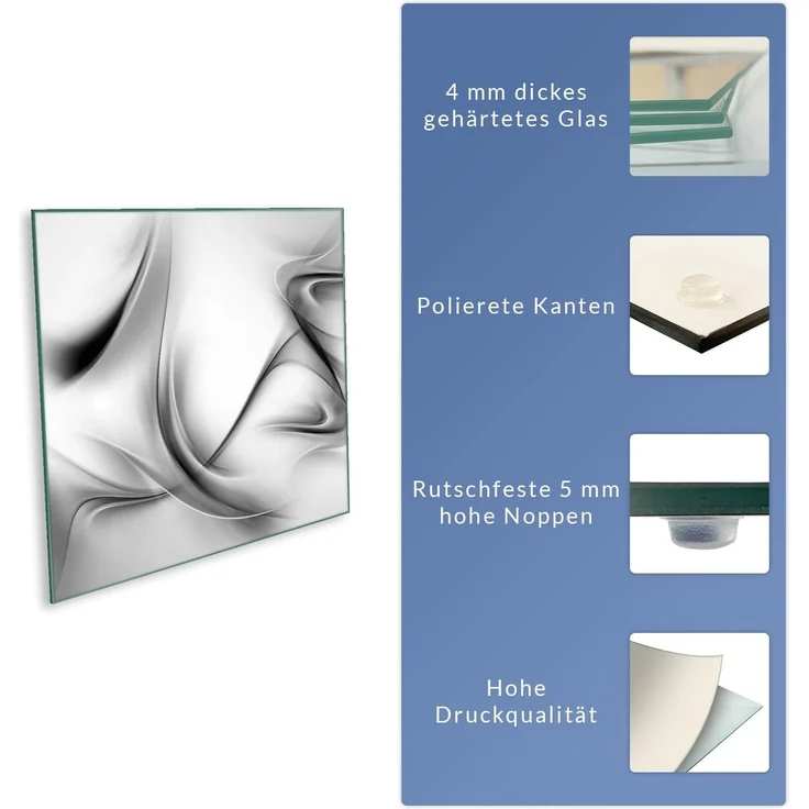Herdabdeckplatte Abdeckung Ceranfeld Abdeckplatte Schneidebrett 1-Teilig 60x52 Abstraktion Grau Spritzschutz Glasplatte Ceranfeldabdeckung Schutz Herdschutz Sicherheitsglas Glasschneidebrett – Bild 8