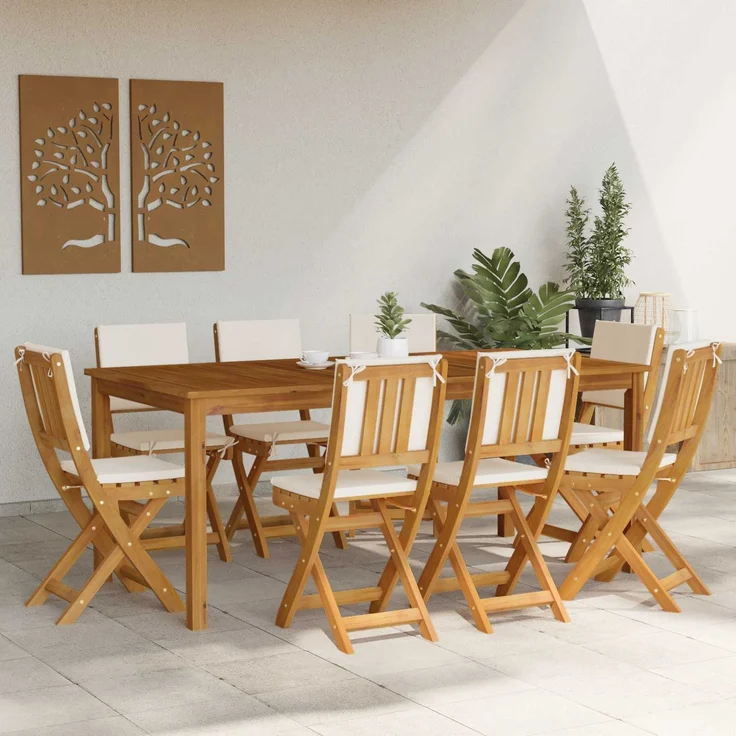 vidaXL Außen Bistro-Stühle 8 stk. Cremeweiß Massivholz Akazie 3416294 – Bild 3