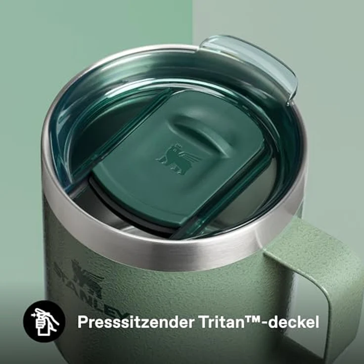STANLEY 1913 Classic Legendary Camp Mug Thermobecher 0.35L - Hält 1.5 Stunden Heiß - 3 Stunden Kalt - BPA-Frei - Spülmaschinenfest - Edelstahl Kaffeebecher To Go - Hammertone Green – Bild 6